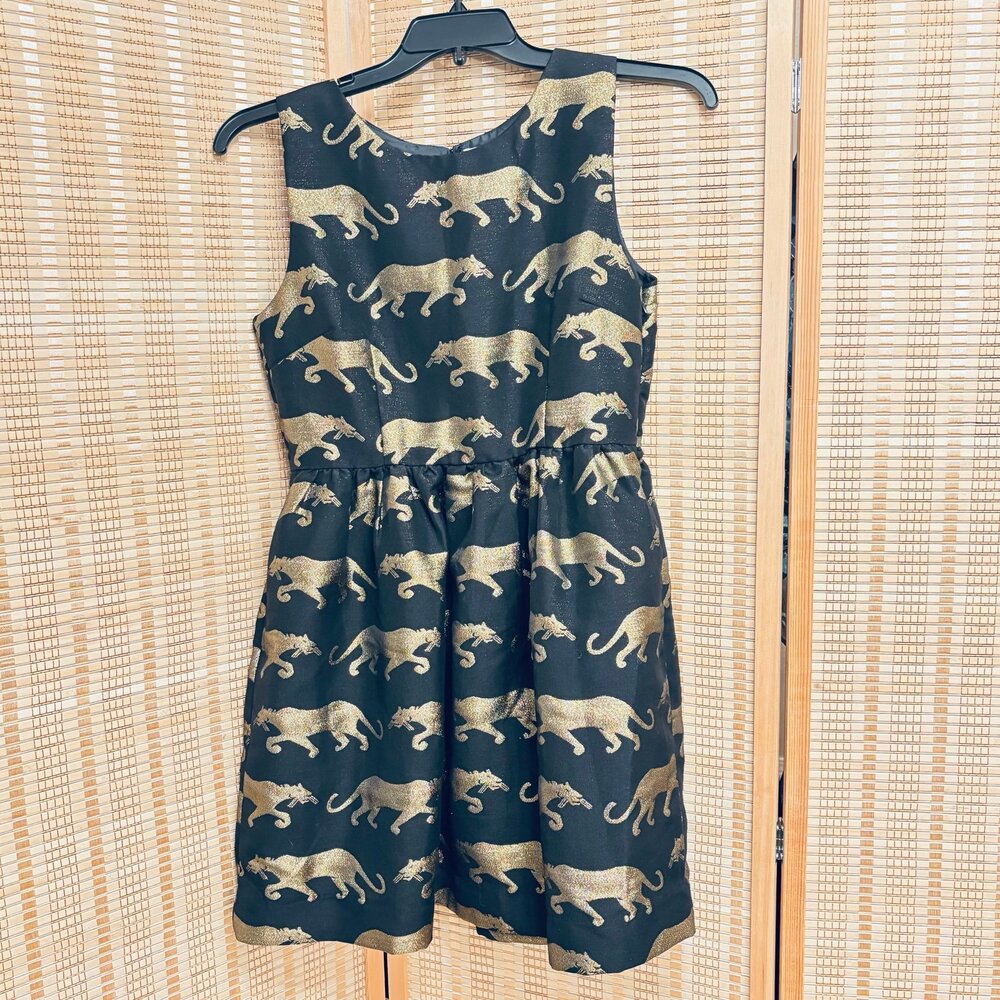 Eyedoll Golden Panther black sleeveless midi Dress from Anthropologie sz 10 - Picture 3 of 12